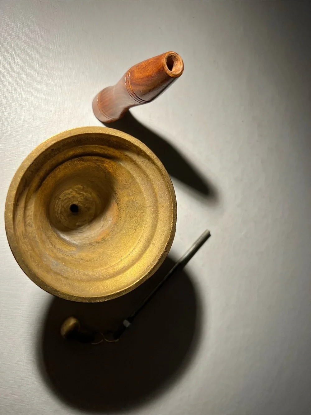 Vintage Brass Hand Bell Wooden Handle Family Ministries Church Bell